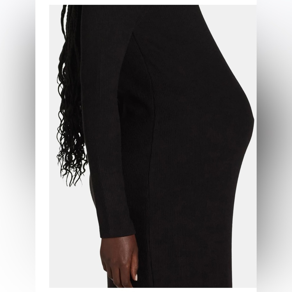 Black Ribbed Long Sleeve Maternity Dress - Picture 3 of 5